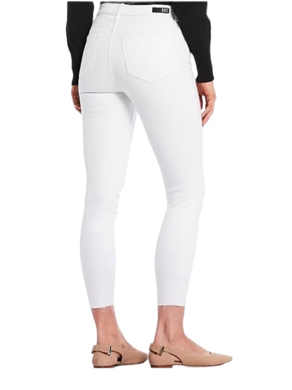 Kut from the Kloth White High-Rise ankle Skinny Jeans with Frayed Hem